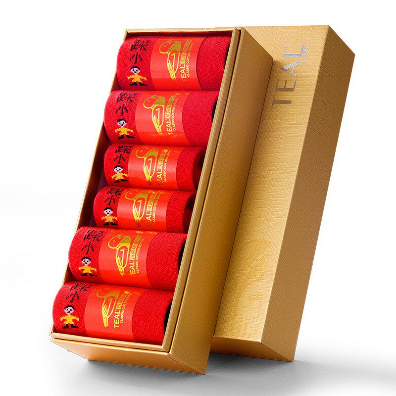 芮梵斯本命年红袜子女男士抗菌防臭中筒袜龙年结婚情侣大红色棉袜