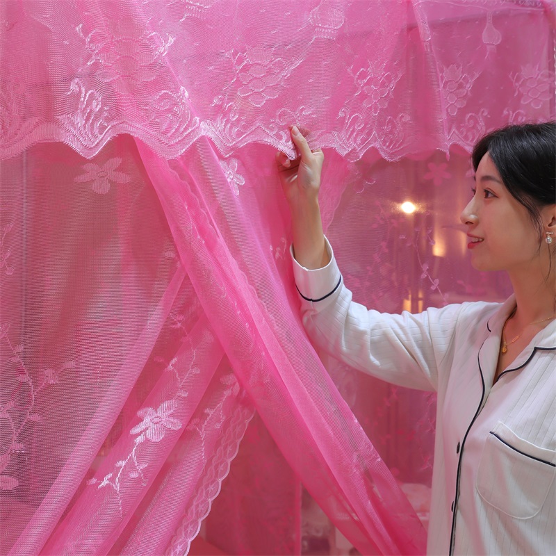 欧式落地家用蚊帐结婚床三开门帐子2023加密加厚高级婚房蚊帐公主