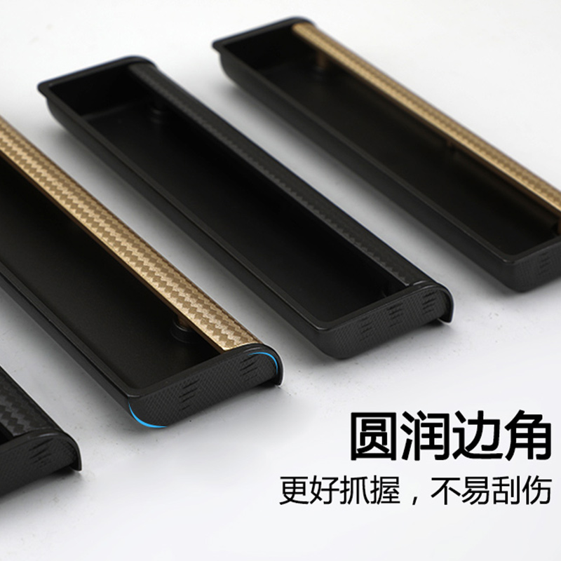 北欧灰色轻奢隐形嵌入式柜子拉手内嵌衣柜门抽屉家俱内扣暗装把手