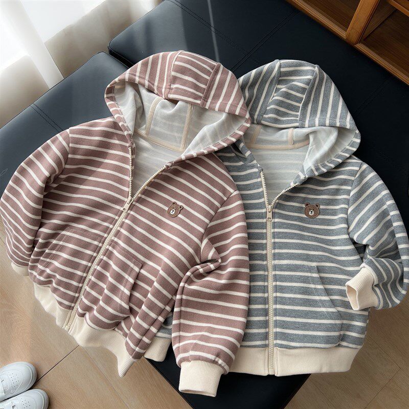 A类 儿童连帽外套 男童女童条纹针织中小童 山东网店 春秋款童装