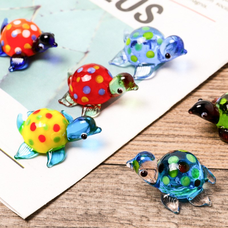 淄博博山陶瓷琉璃大观园手工琉璃彩色乌龟鱼缸水族箱造景装饰摆件