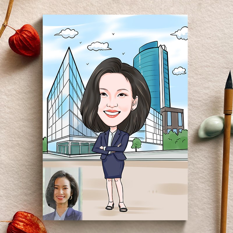 手绘水彩画定人物画像真人照片转卡通彩铅画装饰画摆件定礼物图片