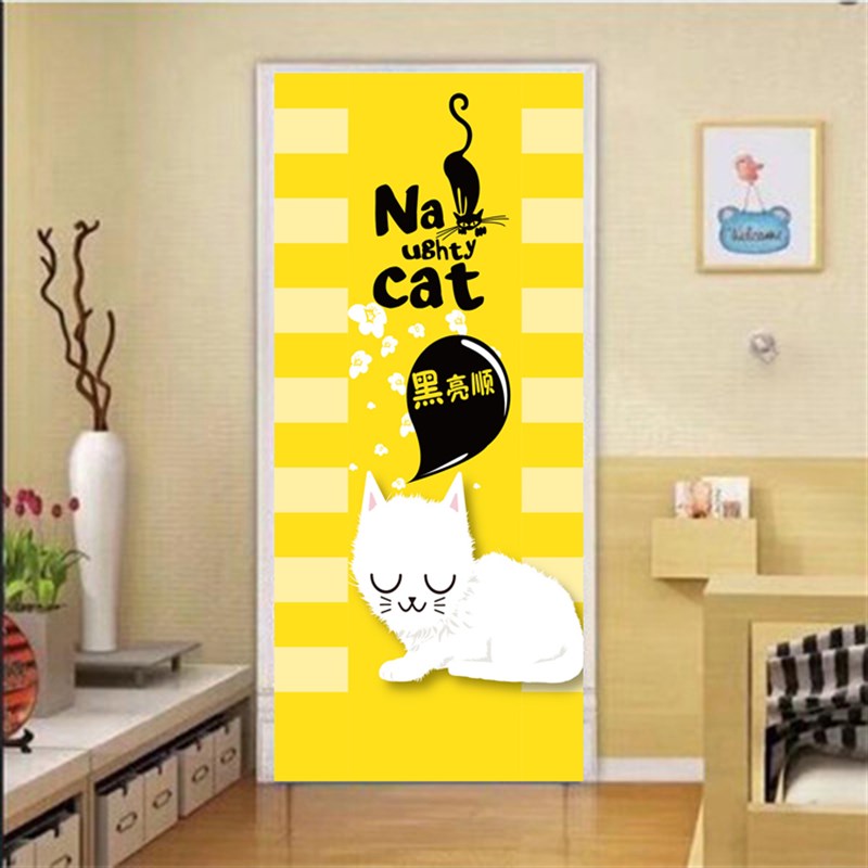 防盗门门上贴纸宠物店电梯间整张猫贴画自粘创意立体装饰门贴图片