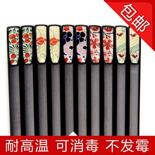 东家箸合金筷子5双吸塑装春夏五色筷创意餐厅防滑筷日式筷子