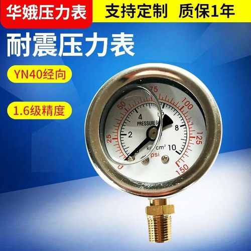 YN40经向耐震耐腐蚀压力表 304不锈钢1/8PT螺纹净水器压力表