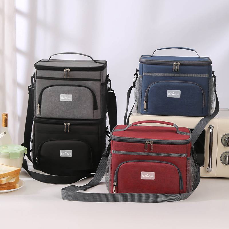 大号方形便当包peva防水保温包手提饭盒包保温餐包可挂吊卡贴标