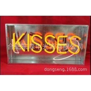Neon 复古 sign 铁盒霓虹灯 铁盒霓虹 KISSES 霓虹KISSES