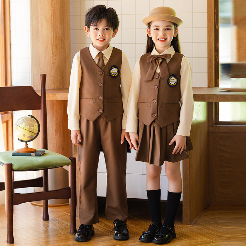 英伦风女童礼服裙男马甲小西装高端校服秋冬一年级学生班服演出服