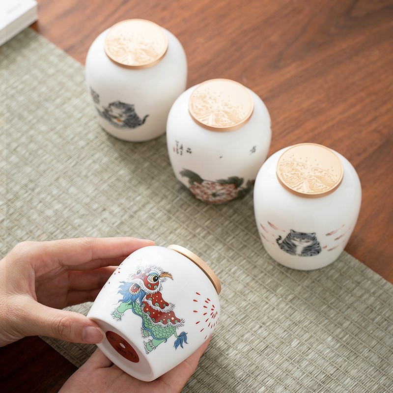 小号茶叶罐子陶瓷密封防潮罐便携陶瓷茶具迷你空罐子储茶罐