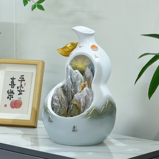 国风葫芦流水喷泉摆件客厅玄关电视柜装 饰乔迁新居龙年开运礼物