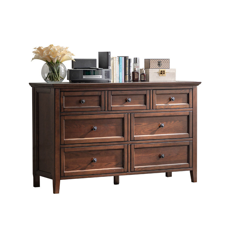 和年美家美式全实木家具七斗橱多功能客厅卧室收纳柜子美式七斗柜