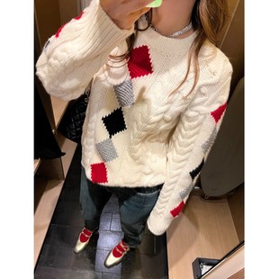 落落狷介 秋冬套头毛线衣外穿 白色针织毛衣设计感女小众2024新款