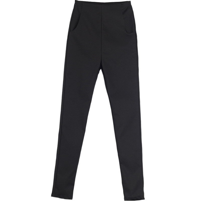 夏季超高腰西裤女修身长裤工作黑色小脚裤子西装裤侧拉链女裤