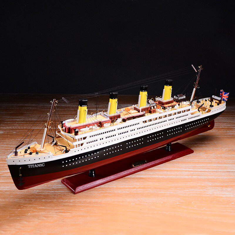泰坦尼克号模型装饰摆件工艺品船酒柜带灯轮船木船帆船客厅船模
