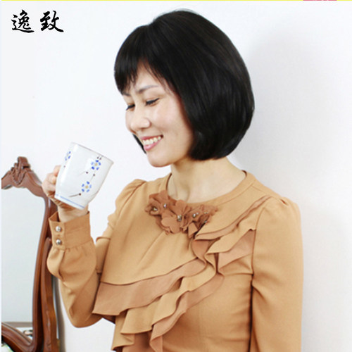 假发女短发真人发丝中老年假发真发中年女士妈妈短直发发型真发套