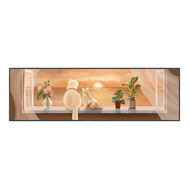 抽象卡通卧室装饰画儿童房主题酒店墙画轻奢大气横版卧室床头挂画