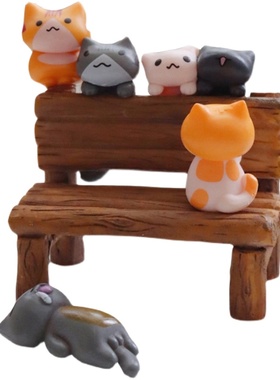 何物啊6只猫咪公仔可爱玩偶办公桌面摆件创意手工生日礼物