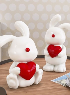 家居饰品陶瓷兔子摆件客厅电视柜工艺品装饰品摆设结婚礼物可插花