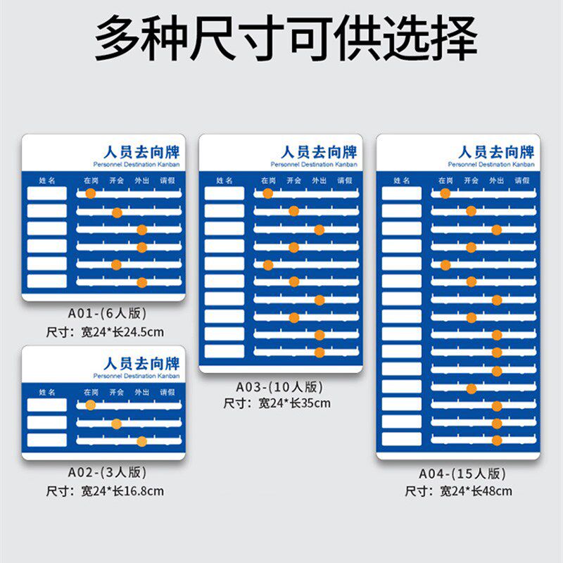 工作人员去向牌定制员工岗位牌在岗指示牌照片可更换动向通知牌办