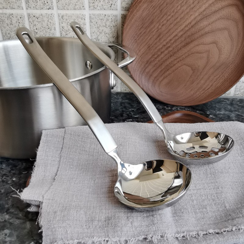 出口单 304不锈钢家用火锅汤勺漏勺套装 加厚 长柄盛汤汤壳小汤勺