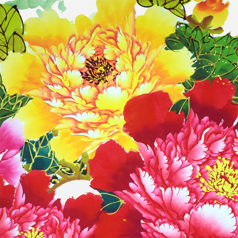 装饰画牡丹花开富贵客厅沙发背景墙挂画自粘贴画中式卧室床头画图片