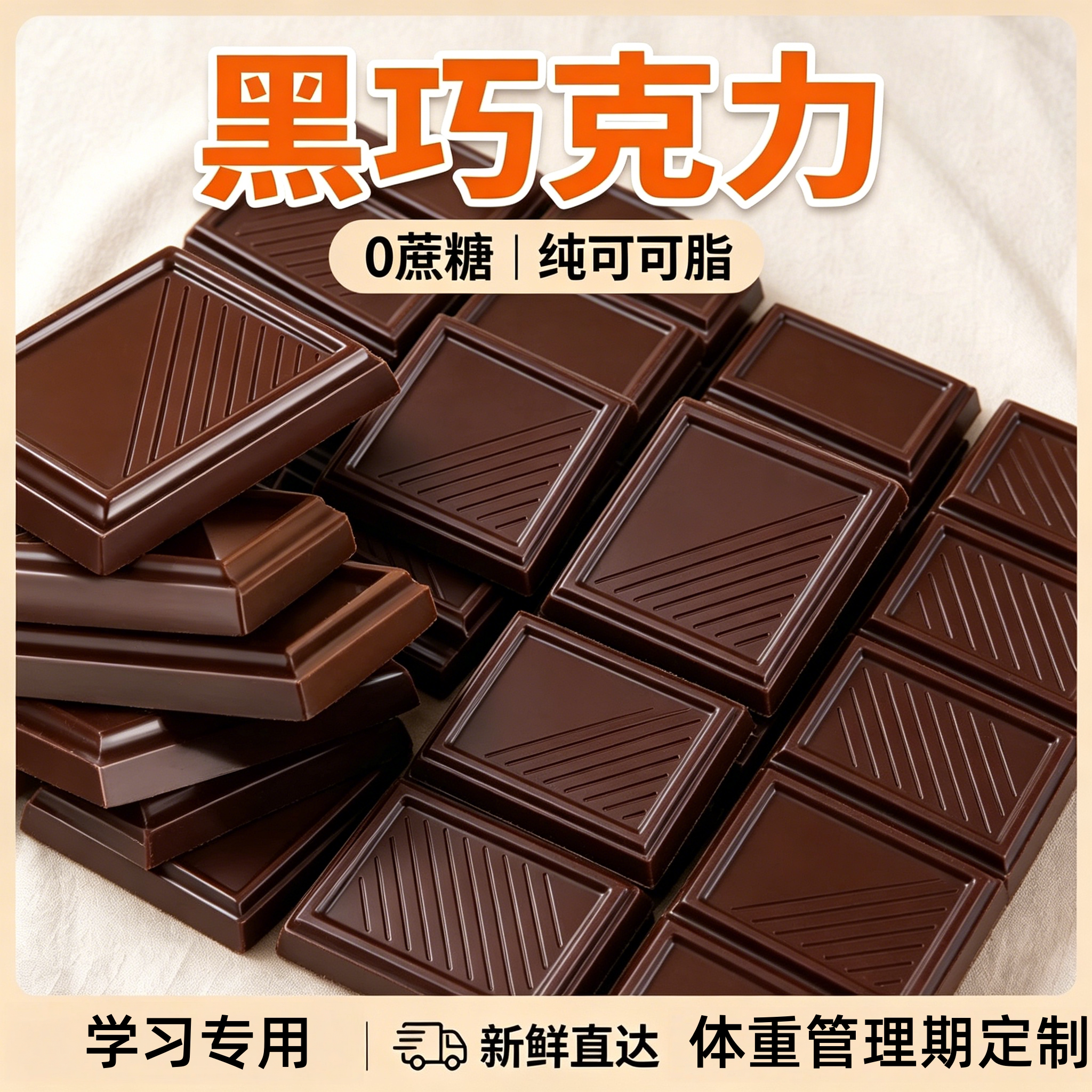 黑巧克力70以上纯可可脂黑巧克力考试专用百分之100%巧克力旗舰店图片