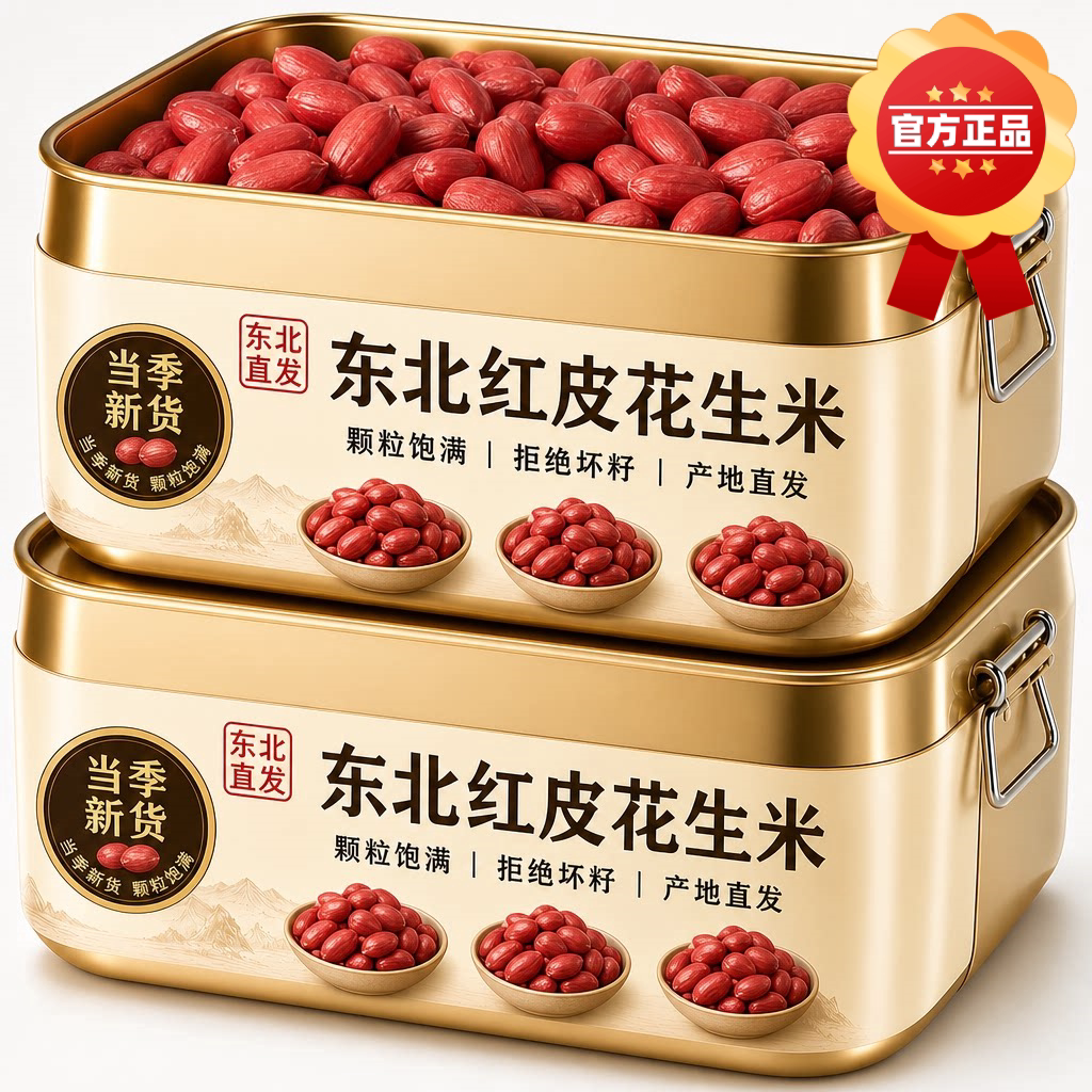 2026新货东北红衣生花生米500g黑龙江四粒红花生仁新鲜红皮不带壳