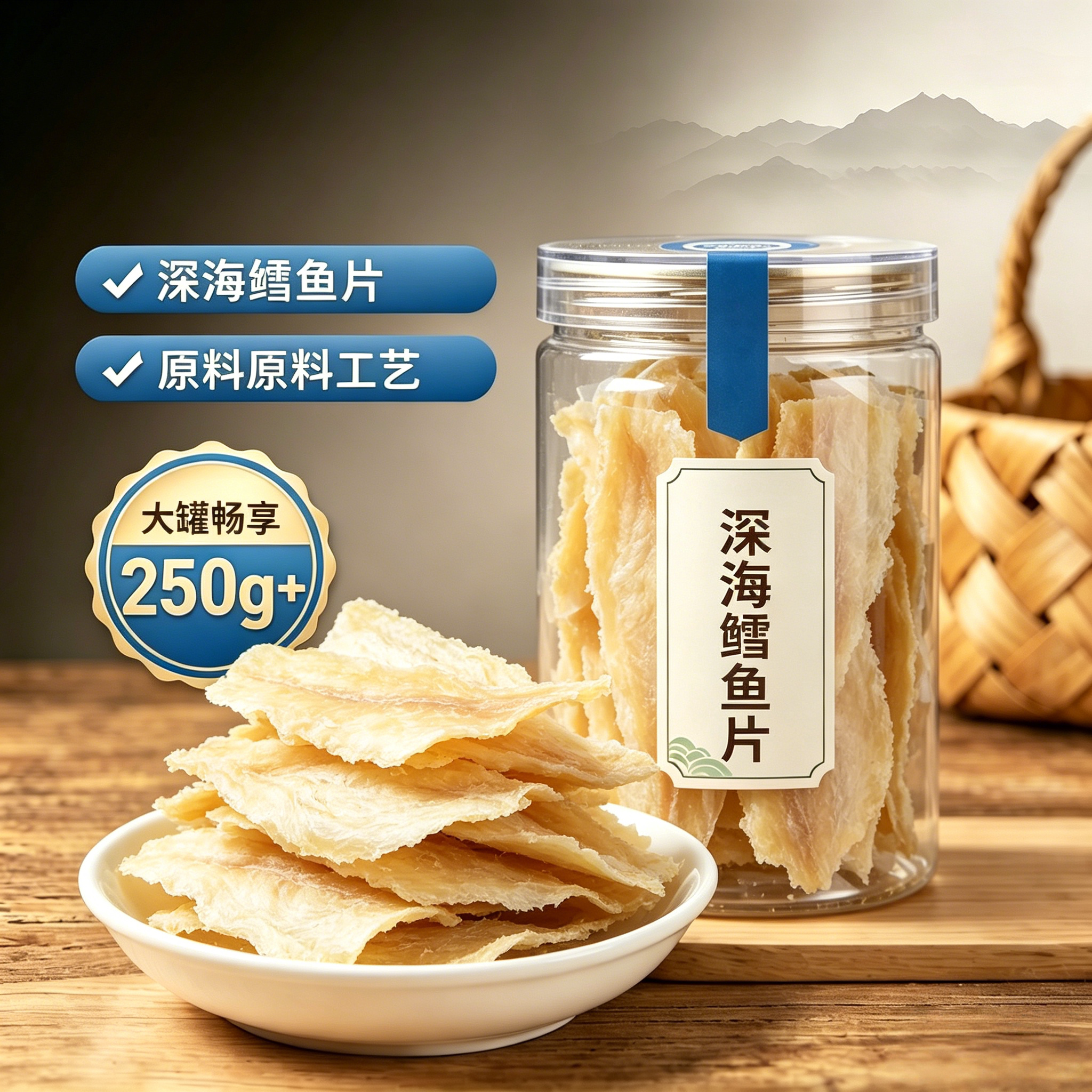 央妈推荐500g碳烤鳕鱼片烤鱼片大片手撕鱼片干货特产海味海鲜鱼片