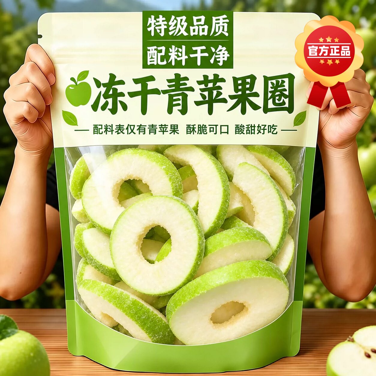 冻干青苹果脆片新鲜苹果厚切原味苹果脆片解馋零食水果茶水果干