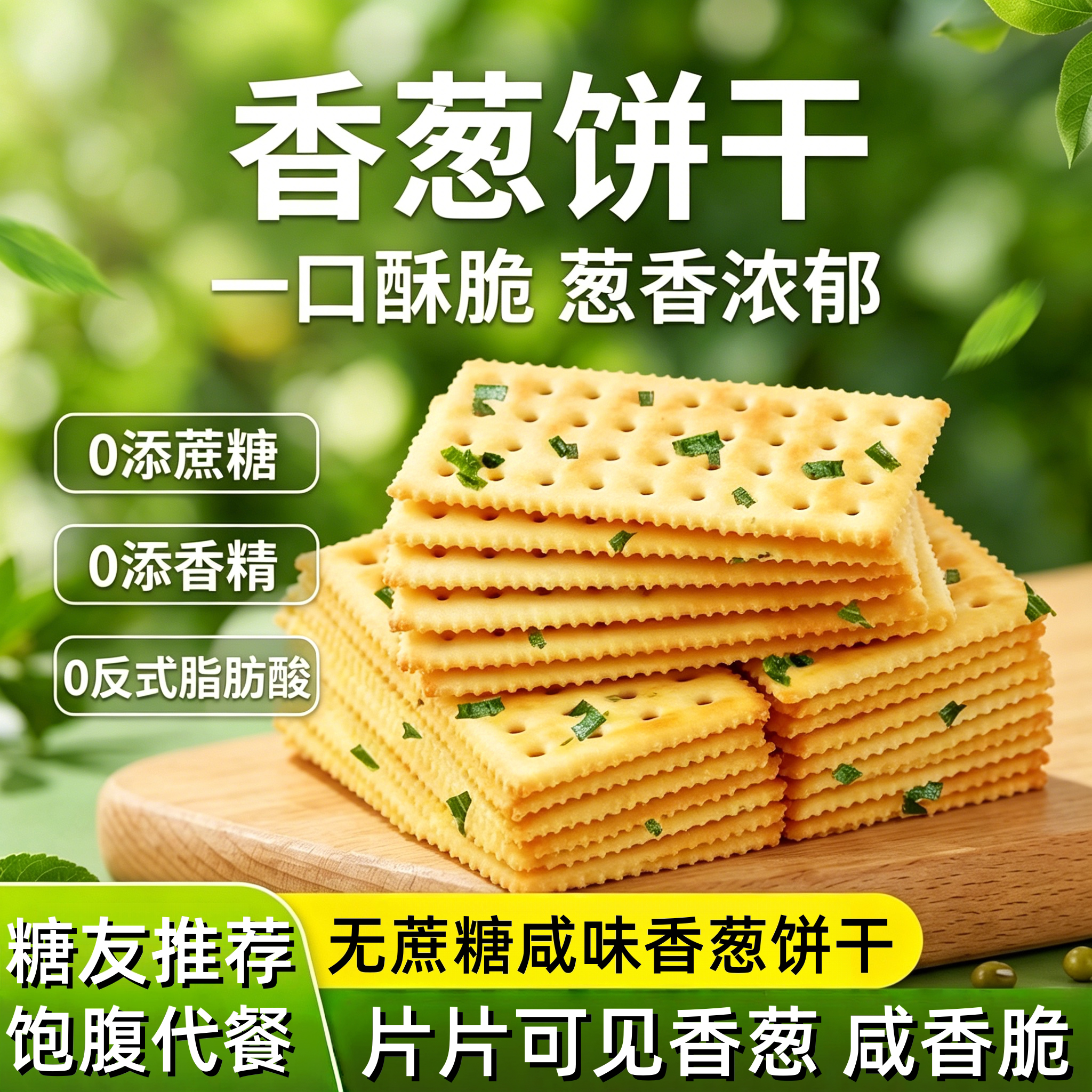 农科院无蔗糖香葱苏打饼干早餐葱香咸味饼干零食代餐点心养胃胃酸