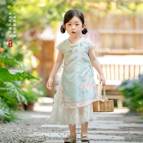 汉服女童2025夏季款儿童新中式古风旗袍裙女孩仙气薄款公主连衣裙