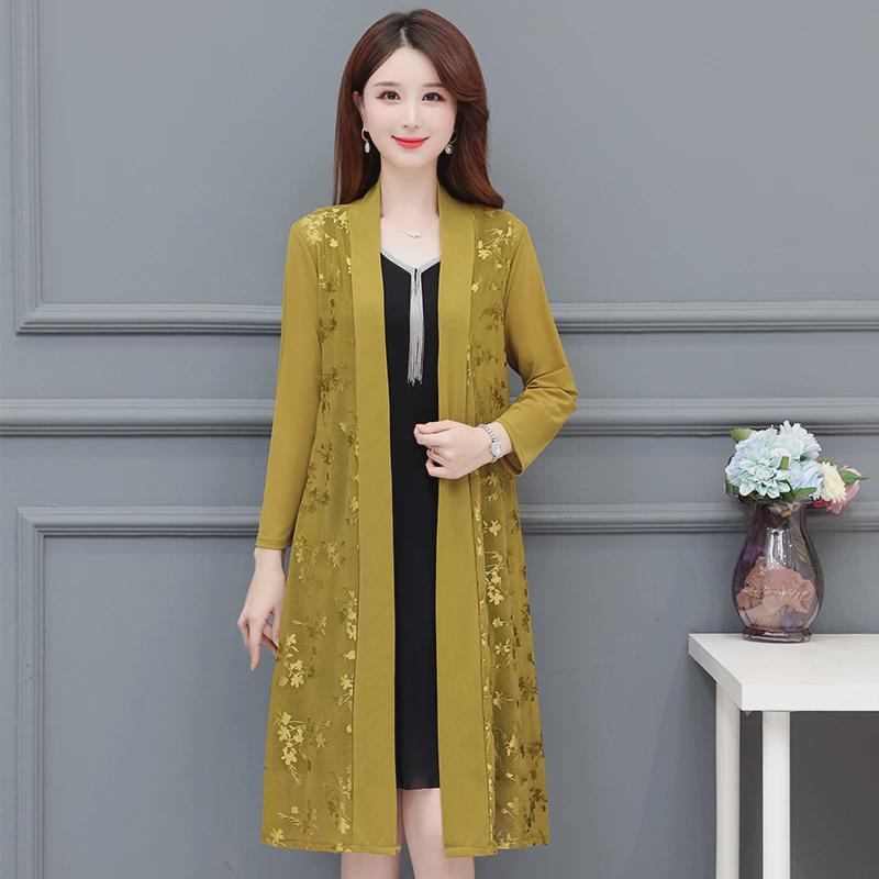 中年妈妈装夏季防晒n衣女薄款中长款外披纯色开衫外套时尚百搭风