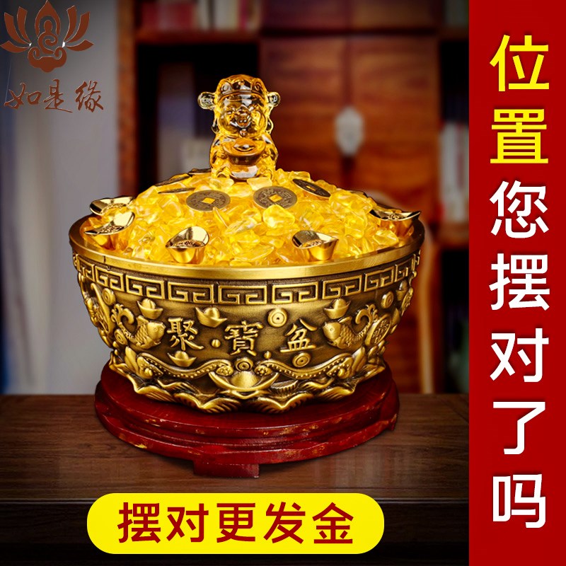 存钱罐聚宝盆铜缸纯铜招财米缸聚财纯黄铜铜器铜盆摆件全铜沈万三