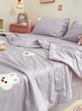 A类紫色纯棉小兔夏凉被婴童夏季全棉空调被亲肤可机洗薄被子床品4