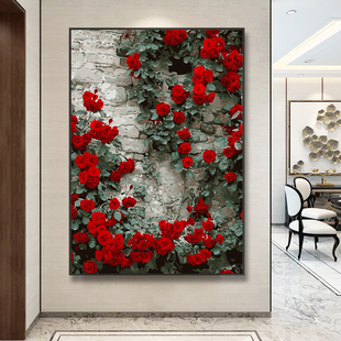 diy数字油画玫瑰花墙定制大尺寸填色风景手绘Q植物巨幅客厅装饰画
