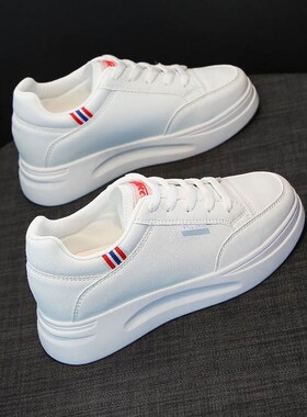 1718内增高小白鞋女新款女鞋夏百D搭白色透气松糕厚底运动休闲新