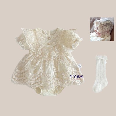 新生婴儿衣服夏季宫廷风包屁裙女宝宝满月百天宴周岁礼服公主裙薄