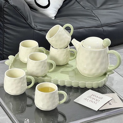 家用轻奢陶瓷水杯套装茶几茶具奶油风客厅高级感杯具乔迁新居水具