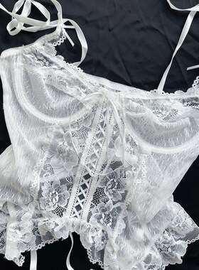 Ner夏日纯纯*白色蕾丝绑带设计吊带复古花边胸衣法式内衣温柔纯欲