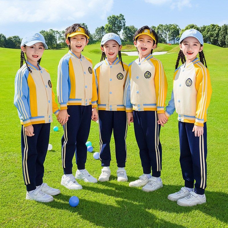 幼儿园园服儿童杏色棒球服春夏秋运动校服小学生英伦风班服四件套