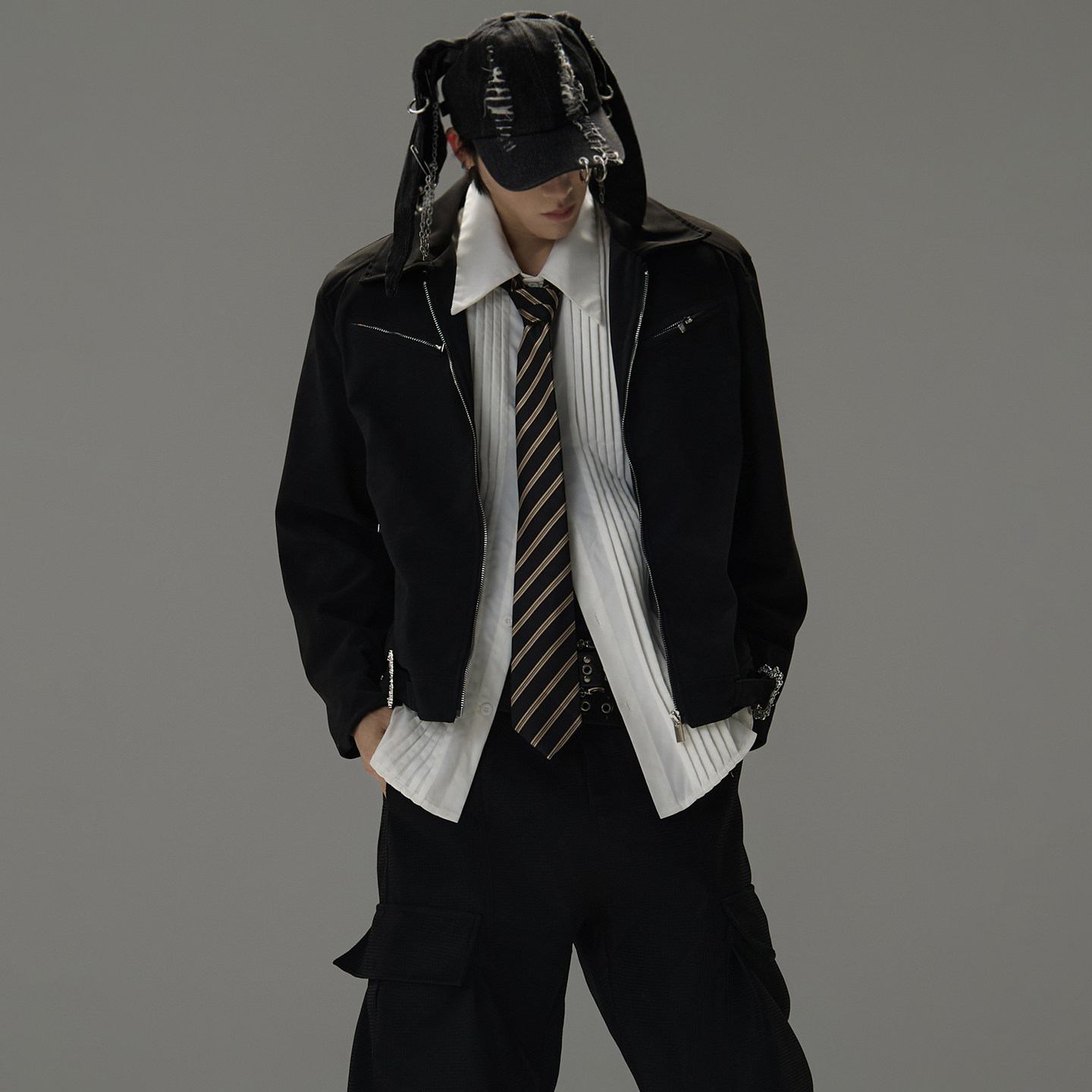 GALAXOR 美式复古仿麂皮夹克上衣下摆金属皮带扣设计短宽外套男女,男装,皮衣,淘宝优惠券,粉丝福利购,淘宝优惠卷