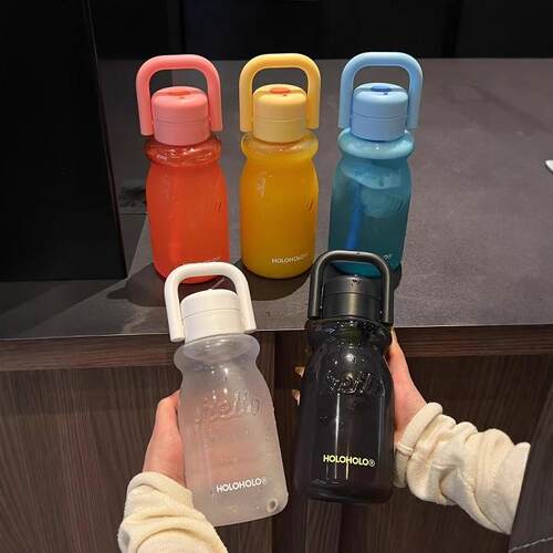 holoholo夏季款小奶杯子女高颜值学生便携塑料可爱大容量带吸管儿