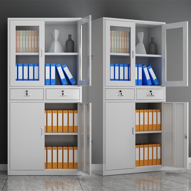 全玻璃书柜文件柜铁皮柜加厚钢柜带锁凭证柜档案资料柜通玻文件柜