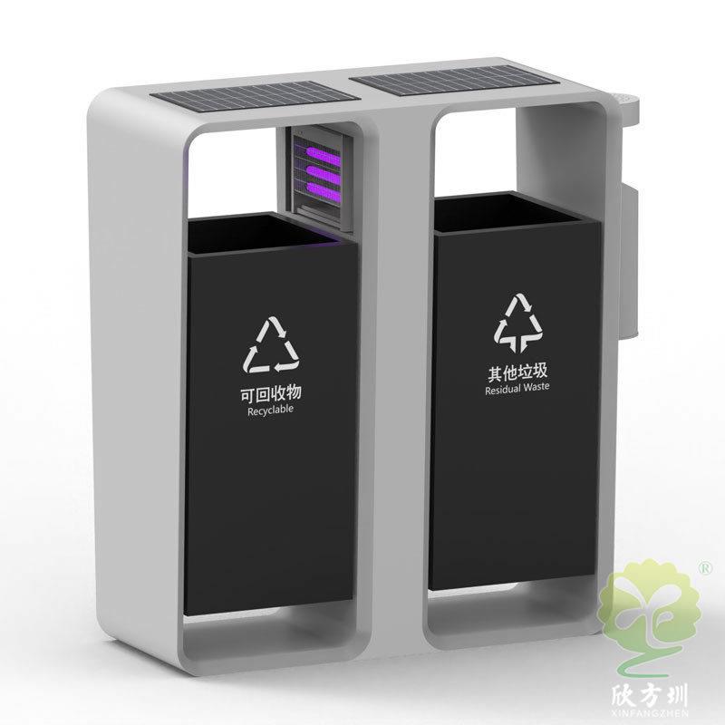 户外太阳能灭蚊灯不锈钢分类垃圾桶智慧城市加厚喷粉金属果皮箱