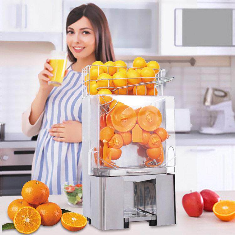 不锈钢商用鲜橙榨汁机2000E-2X大型榨汁机橙子自动剥皮机直流压榨