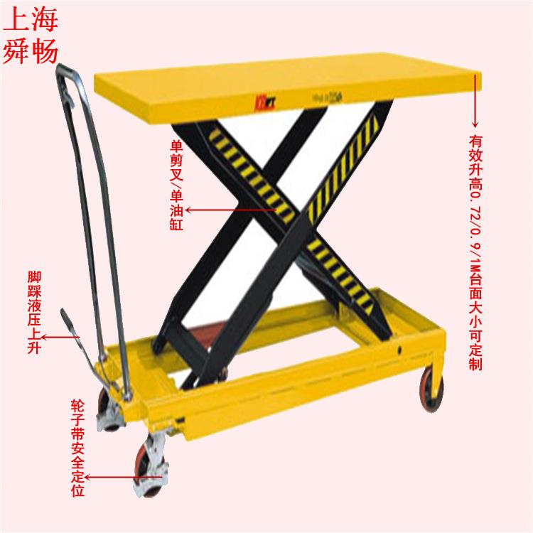 升高0.72M手动液压堆高平台车小型液压升降平板车模具装卸平台