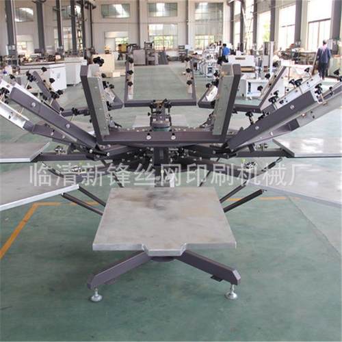 新款手动加固型印花机8色8工位丝印设备带网框固定夹