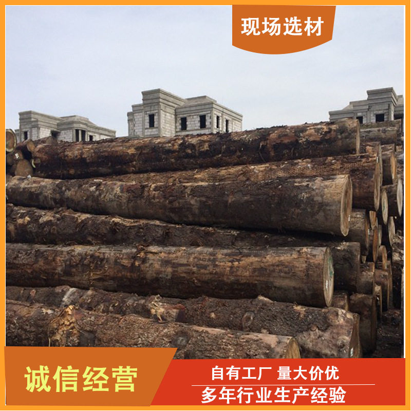 港口供应 云杉原木铁杉原木仿古建筑木材寺庙圆木厂家木质