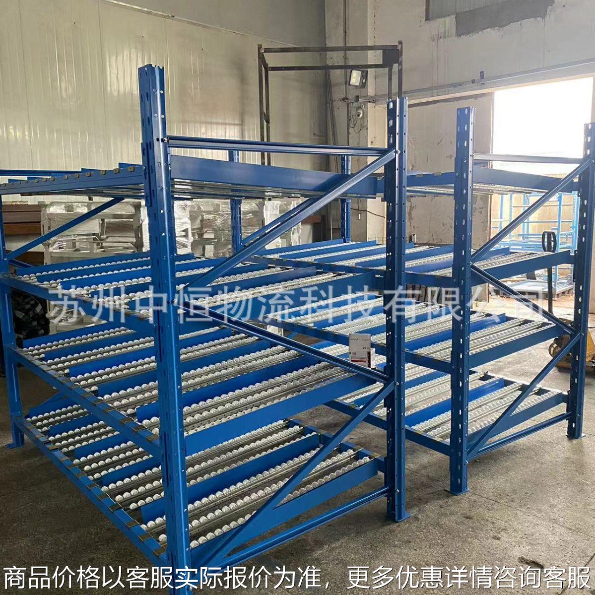 厂家自滑导向仓库滚动式货物架仓库车间分拣区滑轨流利条货架