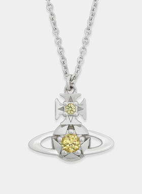 【新品】西太后LEE ORB PENDANT土星吊坠项链女金属链条黄水晶